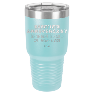 Happy 10th Anniversary Print Romantic Tumbler